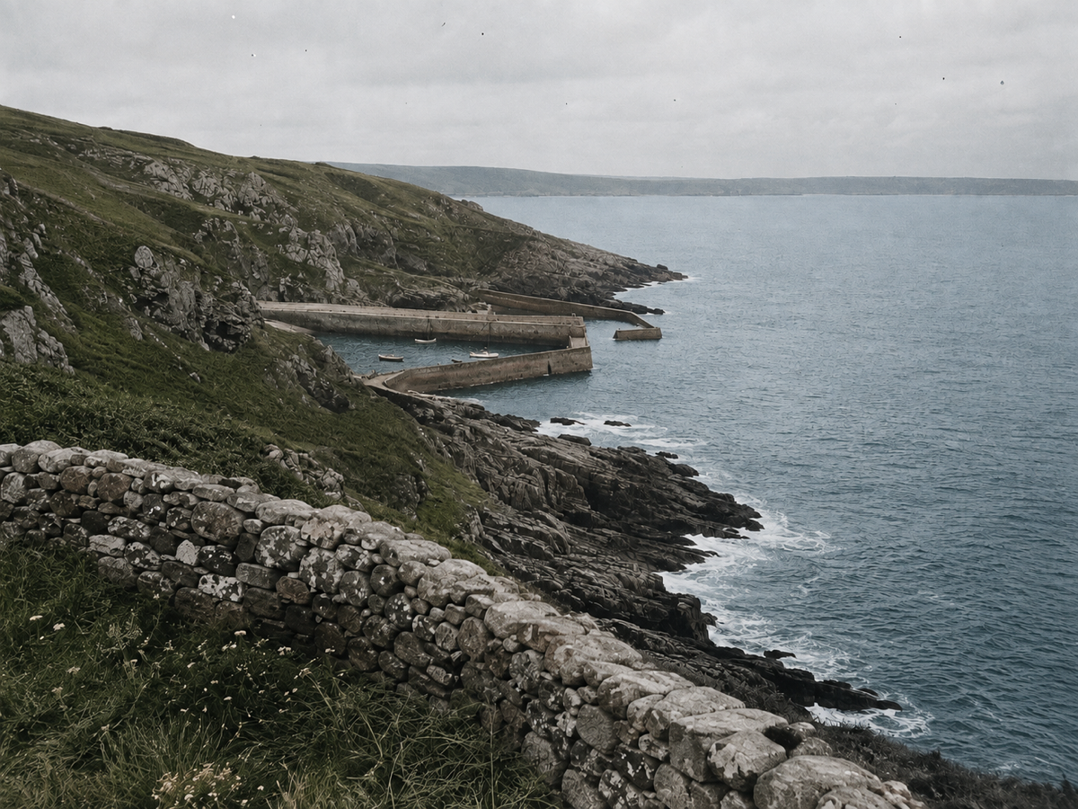 Concept example of the same coastline with inferred water, grass, and stone color after colorization